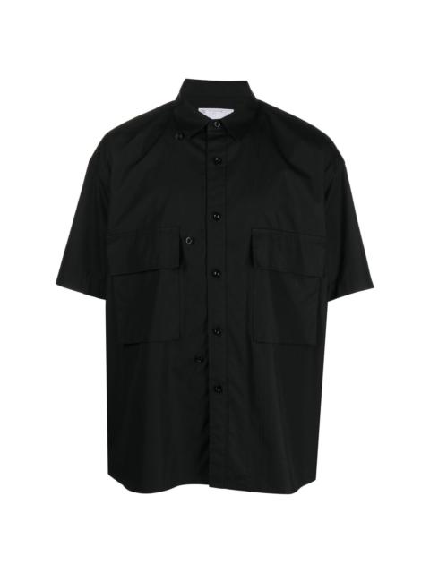 flap-pockets cotton shirt