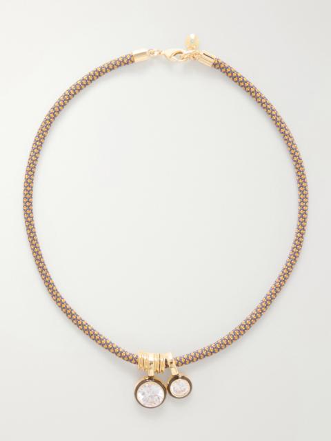 ROXANNE ASSOULIN The Cubic Double Drop Gold-tone, Cubic Zirconia And Enamel Necklace
