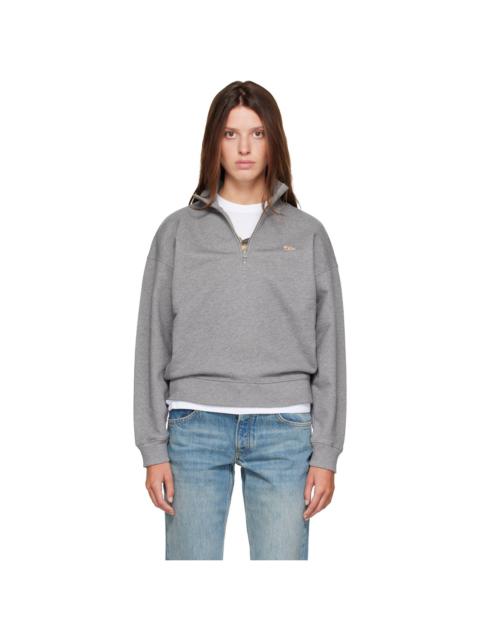 Maison Kitsuné Gray Baby Fox Half Zipped Sweatshirt