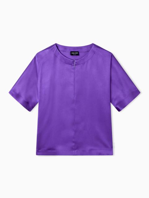 GIORGIO ARMANI SHORT-SLEEVED SHIRT IN DOUBLE-FACED SILK SATIN