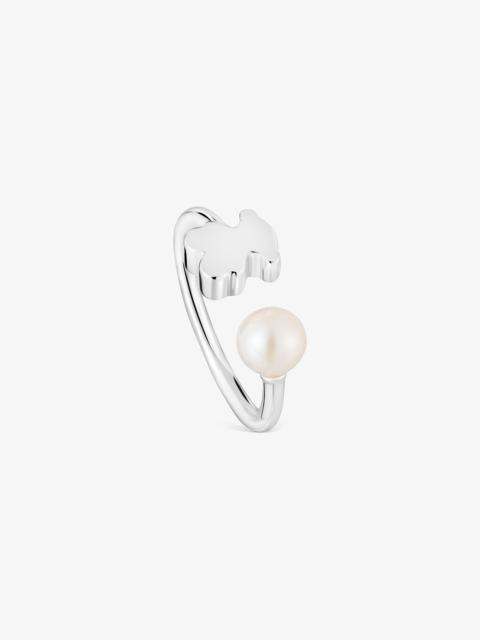 TOUS Silver Open ring with cultured pearl Sweet Dolls