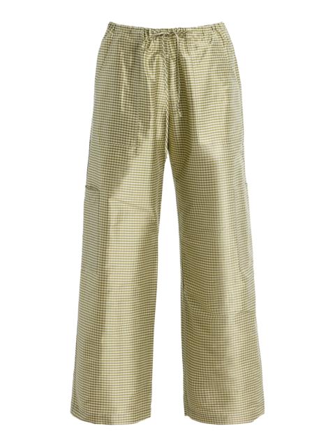 DONNI. The Gingham Silk Taffeta Cargo Pants green