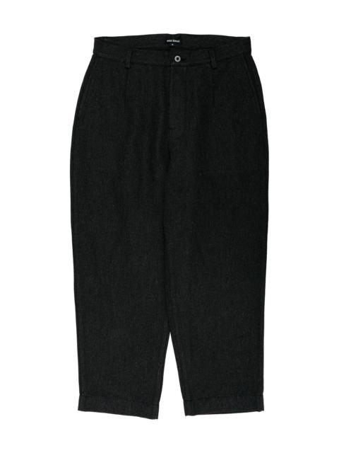evan kinori Single Pleat Pant Wool Linen Herringbone Black/Brown