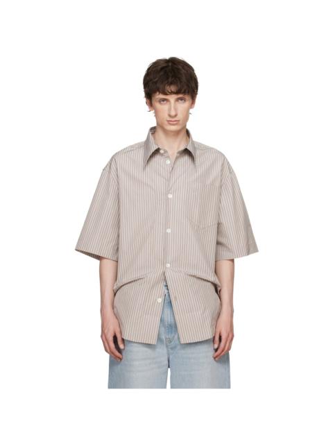 AMI Paris Beige Striped 'Ami de Coeur' Wide Shirt