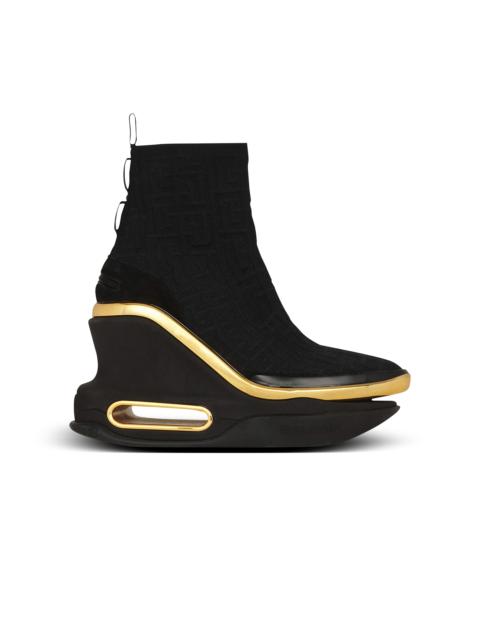 Balmain B-Bold mesh wedge trainers with Balmain monogram