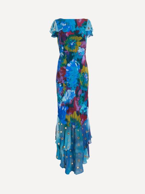 RIXO Made With Liberty Fabrics Ordinia Jessica Bouquet Mix Blue Dress