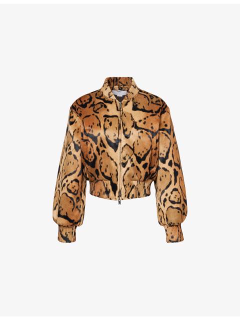 Stella McCartney Leopard-Pattern Velvet Bomber Jacket