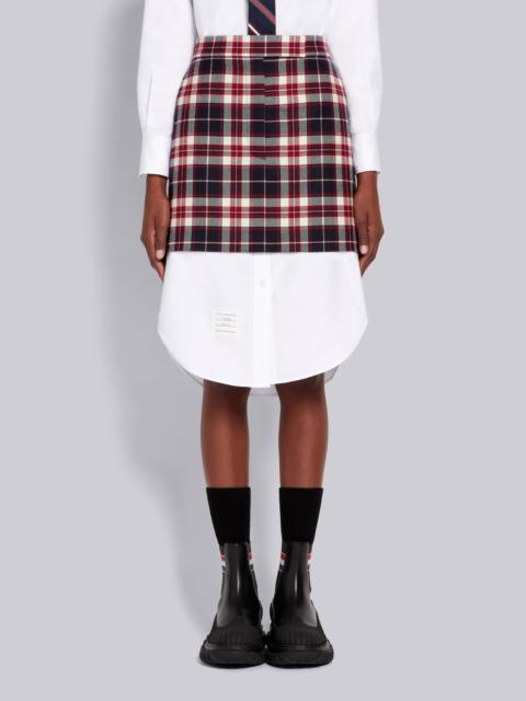 Multicolor Tartan Check Wool Flannel Suiting Mini Sack Skirt