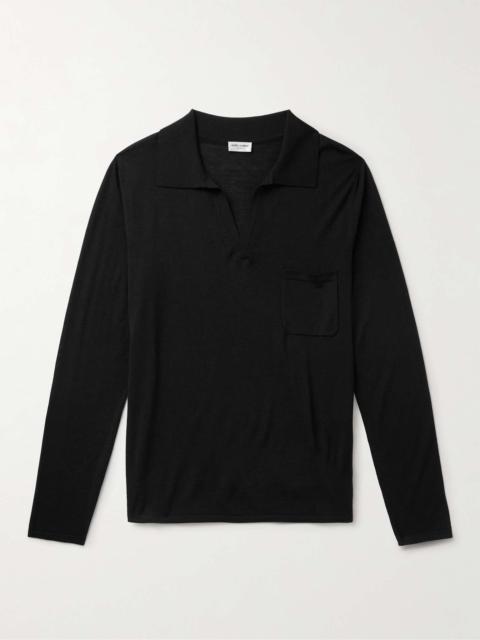 SAINT LAURENT Logo-Embroidered Wool Polo Shirt