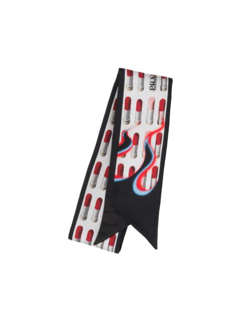 Prada Double Match Lipstick printed silk skinny scarf