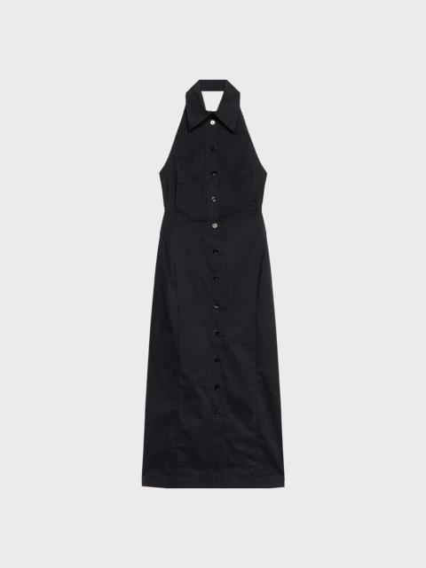 POPLIN MIDI DRESS WITH PLEATING AND BUTTONS