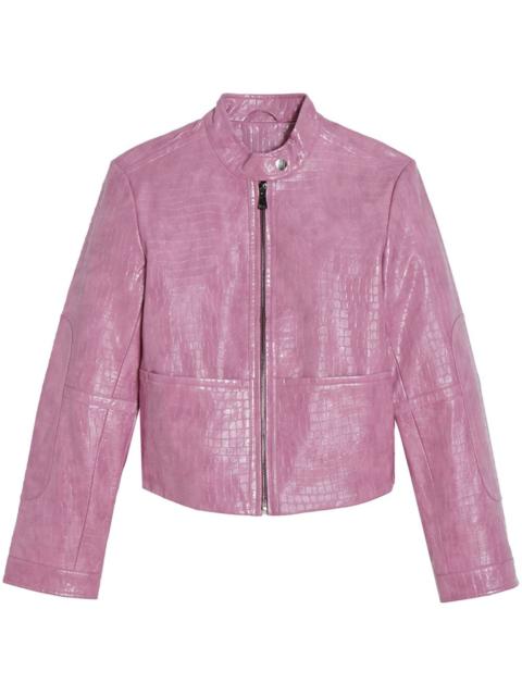 APPARIS crocodile-embossed faux-leather jacket