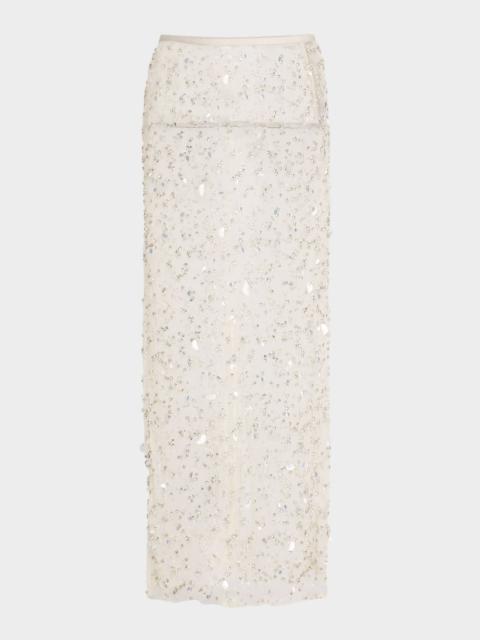 LAPOINTE Embellished Mesh Maxi Pencil Skirt