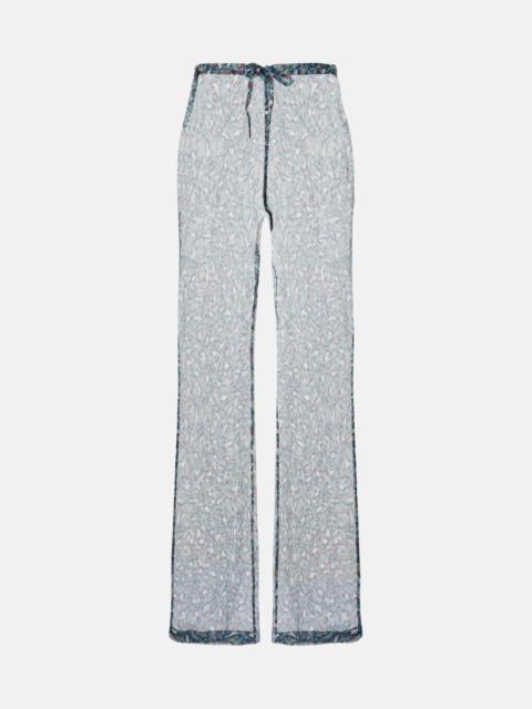 Dries Van Noten Printed sheer silk wide-leg pants