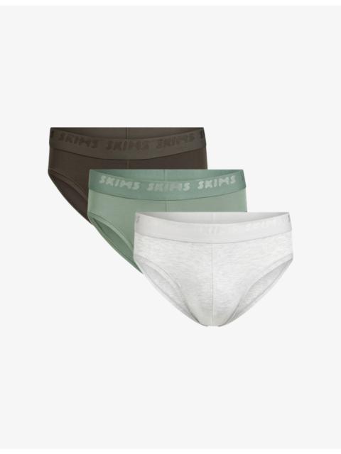 SKIMS Logo-Waistband Pack-Of-Three Stretch-Cotton Briefs