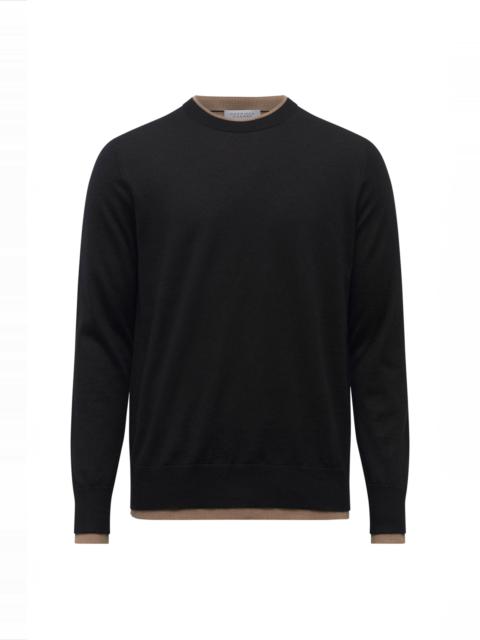 GABRIELA HEARST Wells Reversible Knit Sweater in Black & Camel Cashmere Silk