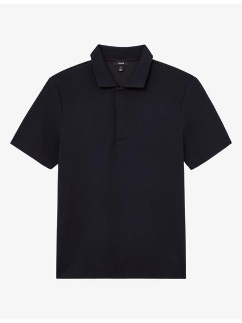 REISS Reed Micro-Waffle Short-Sleeve Stretch-Jersey Polo