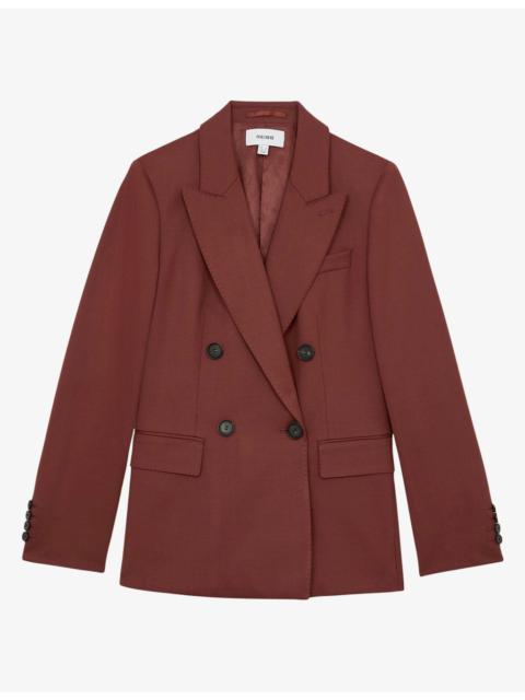 REISS Solene Double-Breasted Wool-Blend Blazer