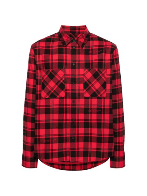 Off-White logo-embroidered checked cotton shirt