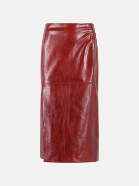 'COMMA' BURGUNDY LEATHER STRAIGHT SKIRT
