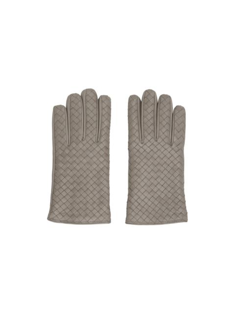 Bottega Veneta Gray Intrecciato Leather Gloves
