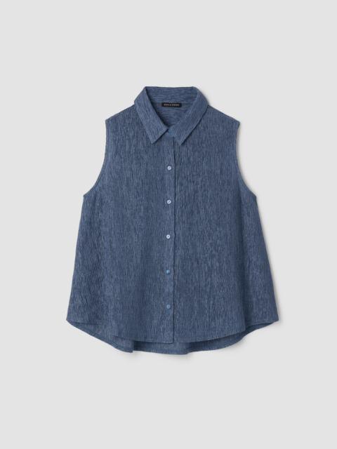 EILEEN FISHER Woven Plissé Sleeveless Shirt