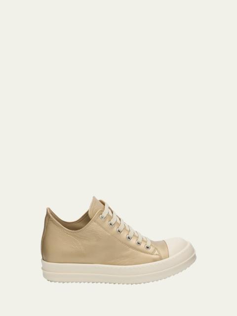 Rick Owens Metallic Leather Low Top Sneakers