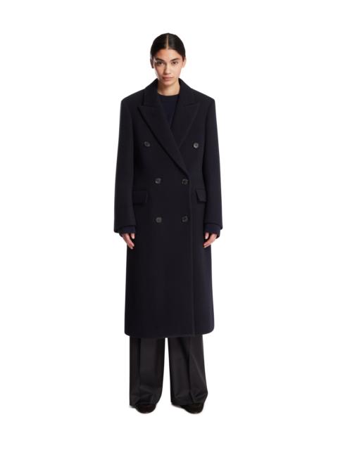 The Row Blue Double-Breasted Wool Coat
