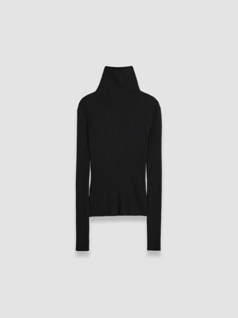 Merino Silk Rib High Neck Jumper