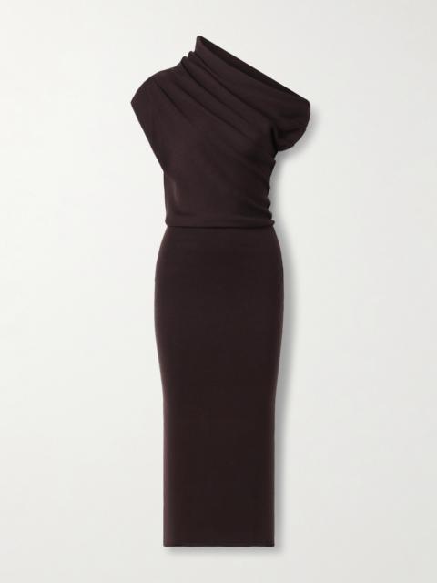 STAUD Mabel Off-the-shoulder Draped Wool Maxi Dress