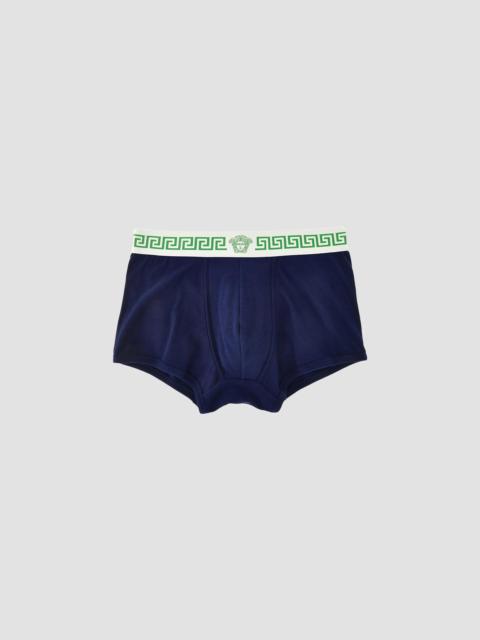 VERSACE Men's Medusa Head Greco-Trim Trunk Brief - Navy Bianco Verde