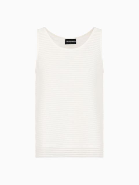 EMPORIO ARMANI Flared top in ottoman-effect jersey