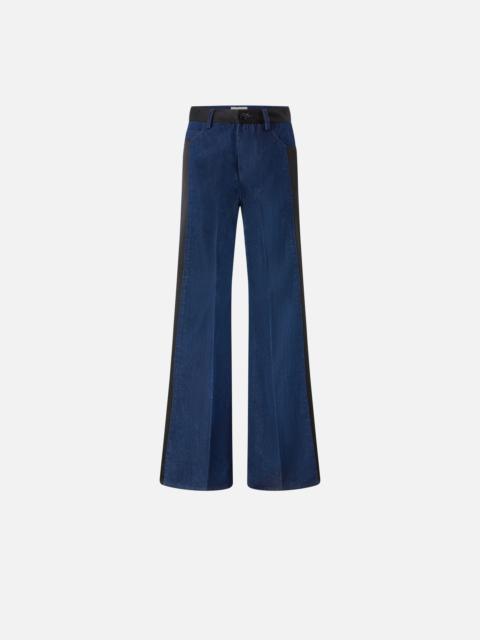 PINKO FLARED JEANS WITH SHINY BLACK SATIN DETAILS