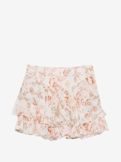 HEMANT & NANDITA Ezra floral-print ruffled mini skirt