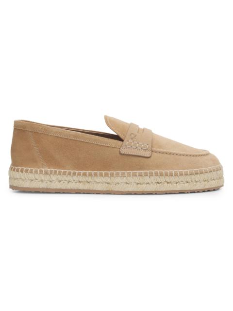 Gianvito Rossi Men's Lido Suede Espadrille Penny Loafers - Camel