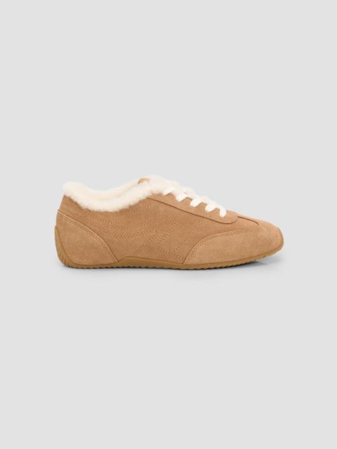 rag & bone Women's Retro Runner Suede & Shearling Low-Top Sneakers - Toffee Shearling