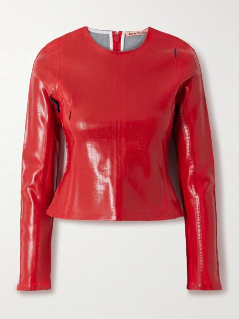 Acne Studios Suna coated-denim top Red