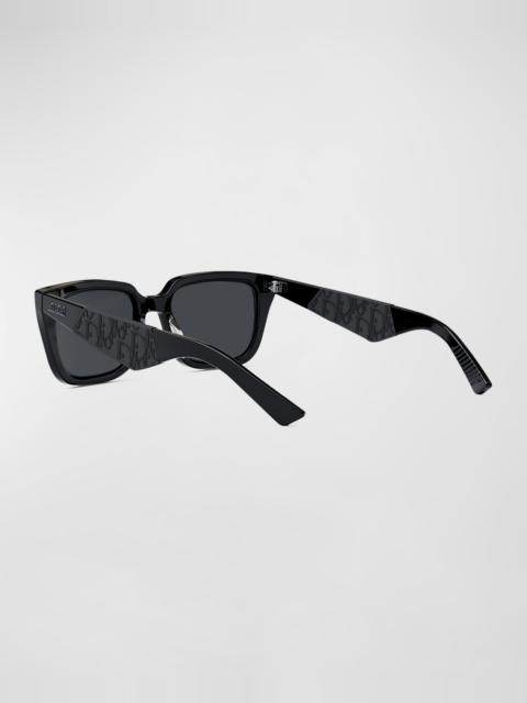 Dior Men's Rubber Logo Square Acetate Sunglasses