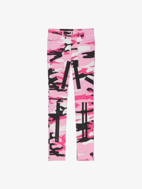 Givenchy SKINNY CAMO PANTS IN COTTON WITH MULTI ZIPPERS