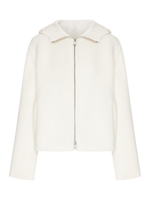 FENDI FF ZIP-UP HOODED BLOUSON IN WOOL BLEND