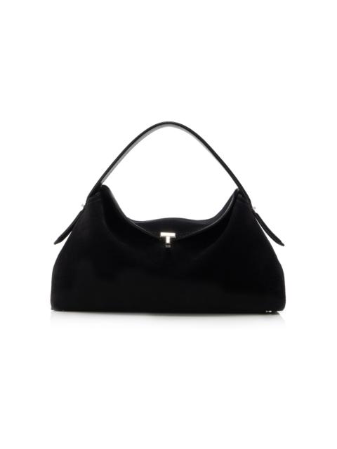 Totême T-Lock Suede Top Handle Bag black