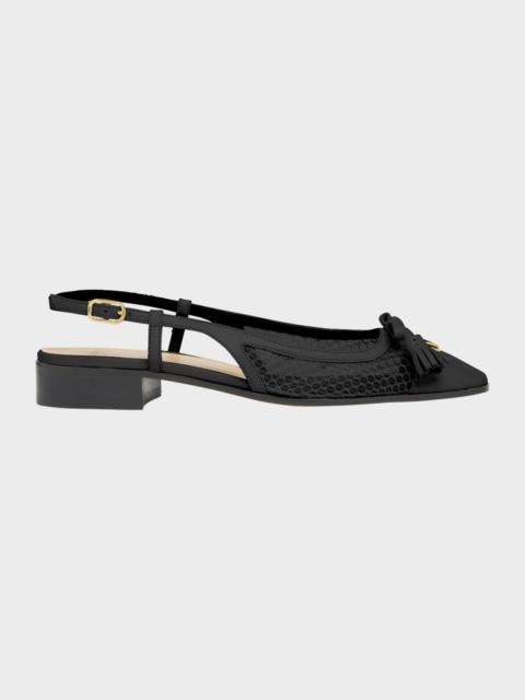 Valentino 25mm VLogo Signature Valet Mesh and Leather Ballerina Flats