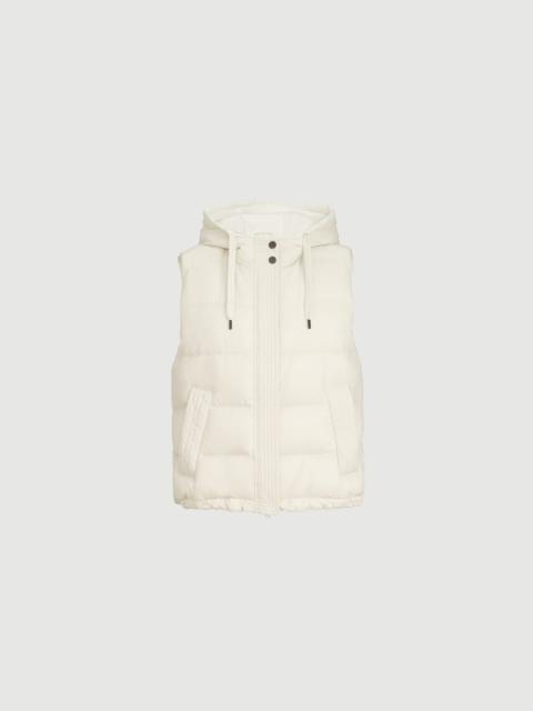 Brunello Cucinelli Lightweight matte nylon down vest with hood and shiny trim