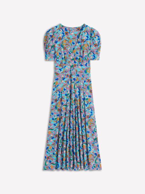BODEN Kristen Pleated Jersey Dress-Blue, Enchanting Vine