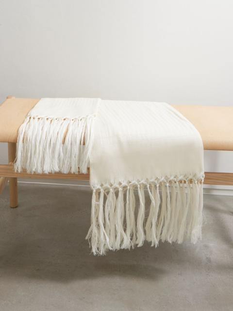 Brunello Cucinelli Set of two fringed linen and cashmere-blend jacquard beach towels White