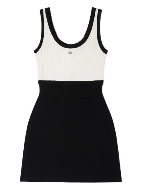 Sandro ruffled two-tone knit mini dress