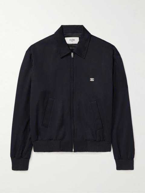 CELINE Logo-Embroidered Nylon-Twill Blouson Jacket Navy