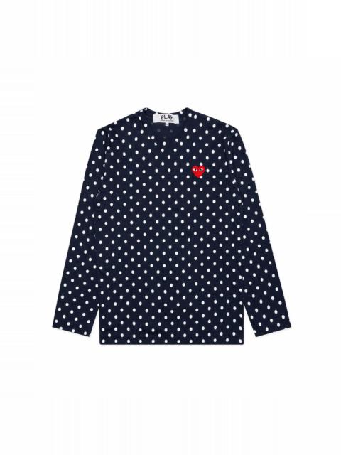 Comme des Garçons PLAY UNISEX POLKA DOT LS SHIRT RED HEART - NAVY