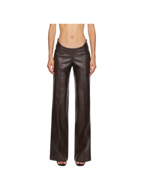 AYA MUSE Brown Tolobu Faux-Leather Trousers