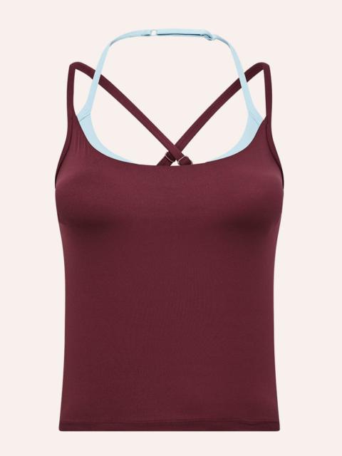 P.E NATION LUMINA TANK IN BURGUNDY & SKY BLUE